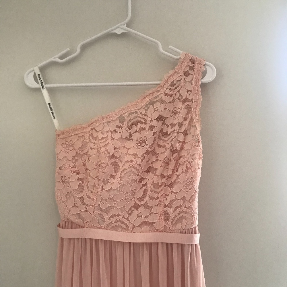 David's Bridal Petal Pink Bridesmaid Dress Lace